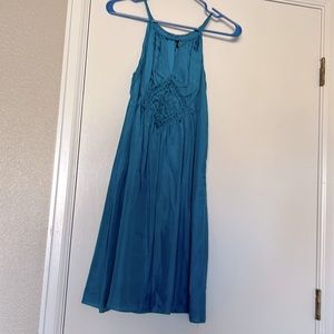 Blue silky summer dress